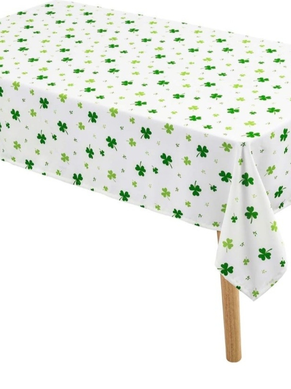 St. Patrick's Shamrock Tablecloth - White with Green Clover Print